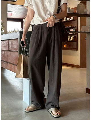 brown linen pants