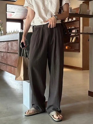 brown linen pants