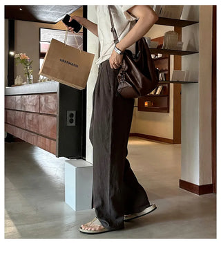 brown linen pants