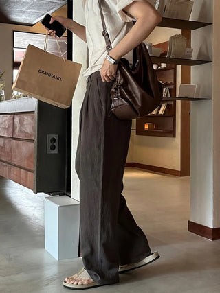 brown linen pants