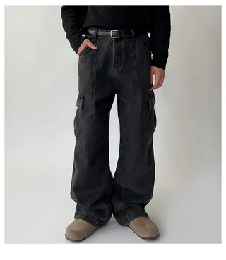 black denim overalls