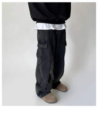 black denim overalls