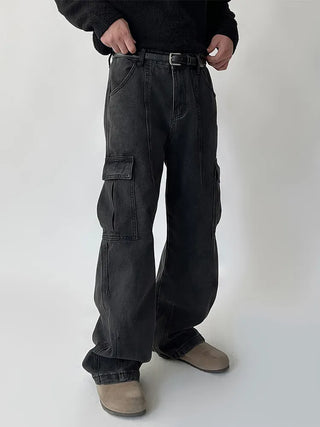 black denim overalls