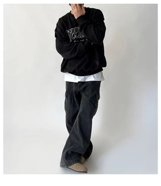 black denim overalls