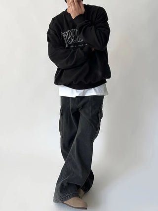 black denim overalls