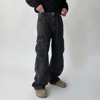 black denim overalls