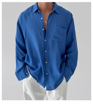 blue lapel shirt