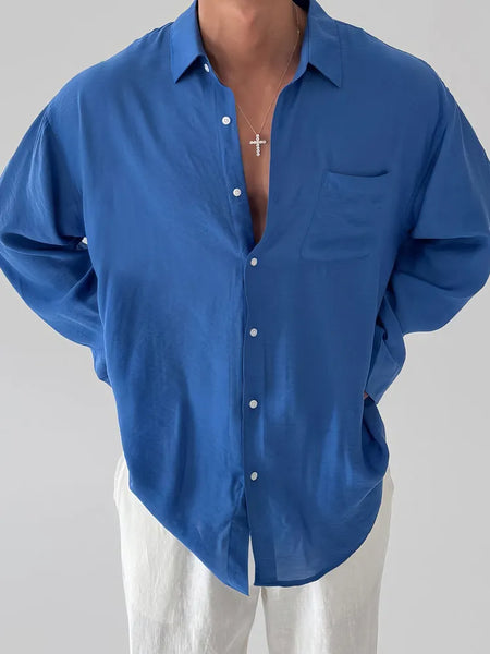 blue lapel shirt