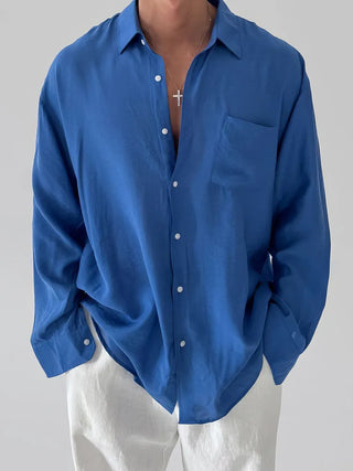 blue lapel shirt