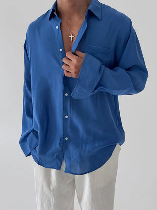 blue lapel shirt