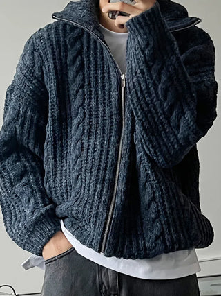 blue stand cardigan