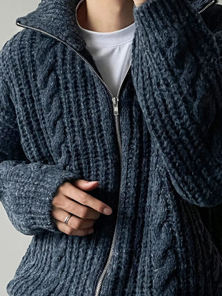 blue stand cardigan