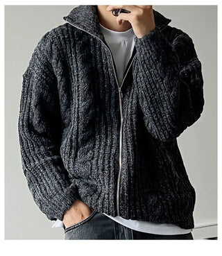 blue stand cardigan