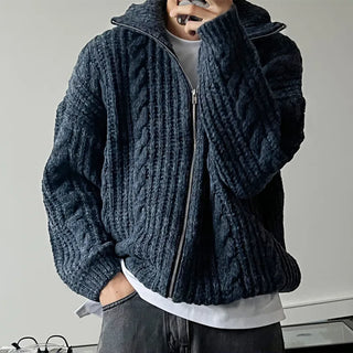 blue stand cardigan