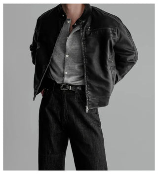 black leather jacket