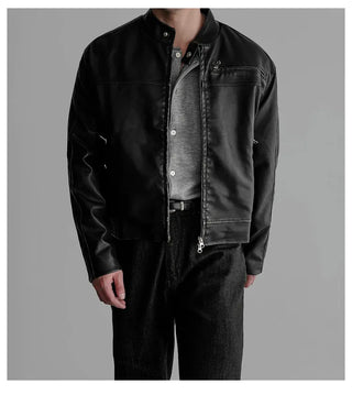 black leather jacket