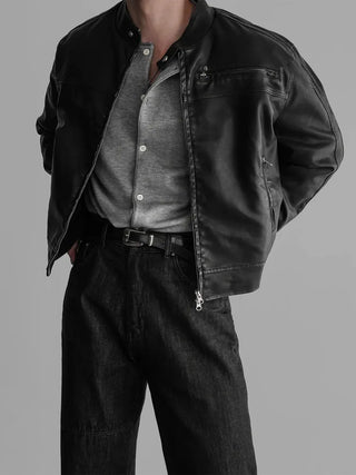 black leather jacket