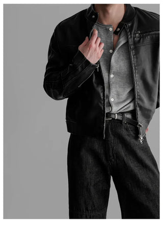 black leather jacket