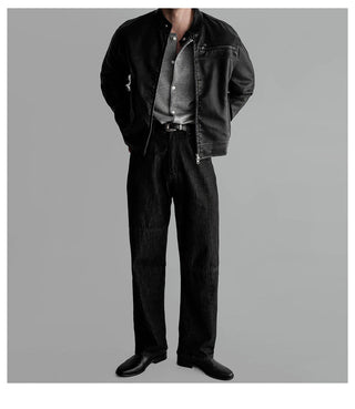 black leather jacket