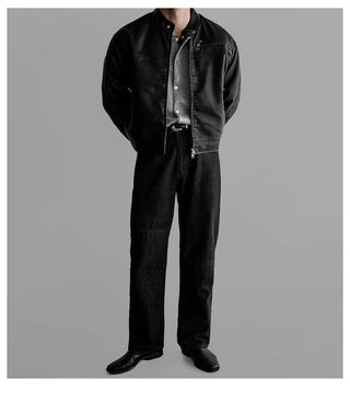 black leather jacket