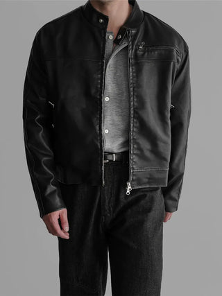 black leather jacket