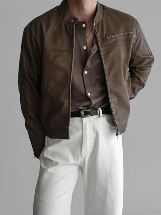 black leather jacket