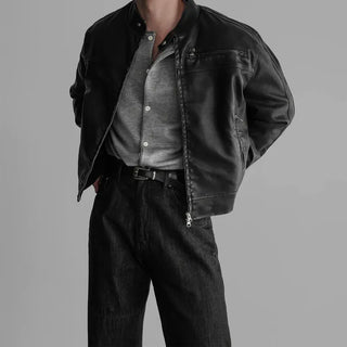 black leather jacket