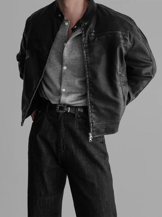 black leather jacket