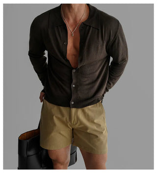 lapel knit cardigan