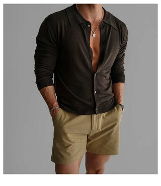 lapel knit cardigan