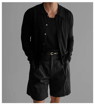 lapel knit cardigan