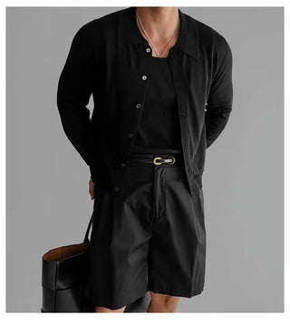 lapel knit cardigan