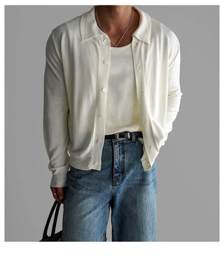 lapel knit cardigan