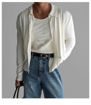 lapel knit cardigan