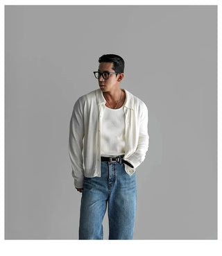lapel knit cardigan