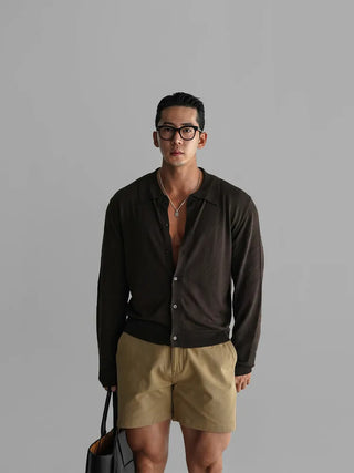 lapel knit cardigan