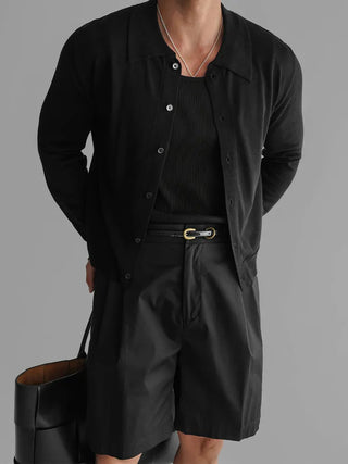 lapel knit cardigan