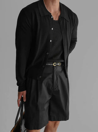 lapel knit cardigan