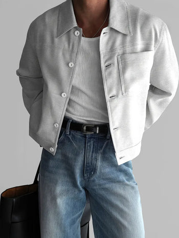 gray lapel jacket