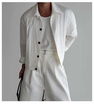 white pleated jacket