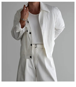 white pleated jacket