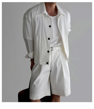 white pleated jacket