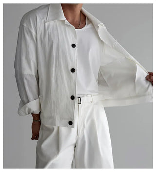 white pleated jacket