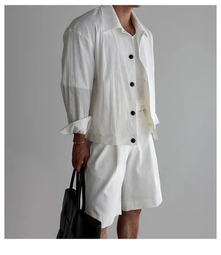 white pleated jacket