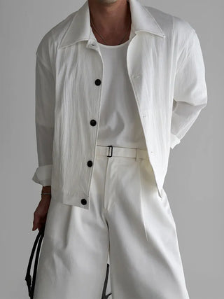 white pleated jacket