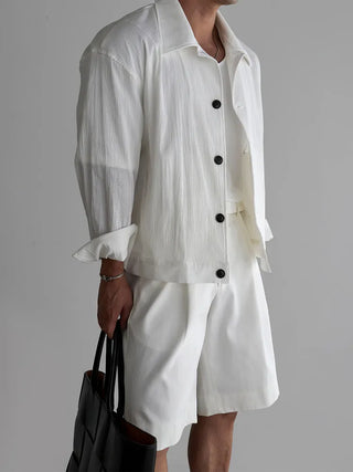 white pleated jacket