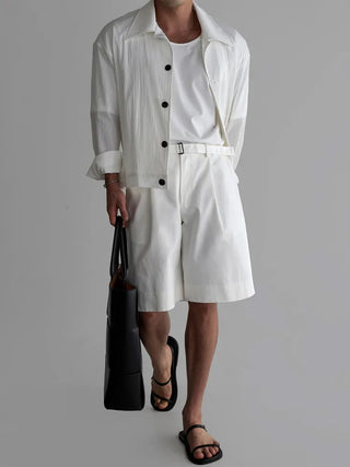 white pleated jacket