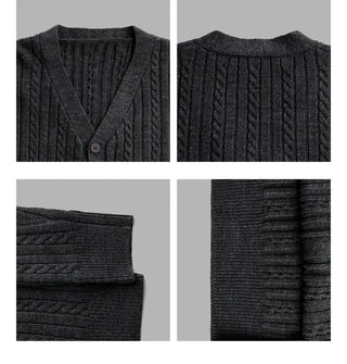 gray V-neck cardigan
