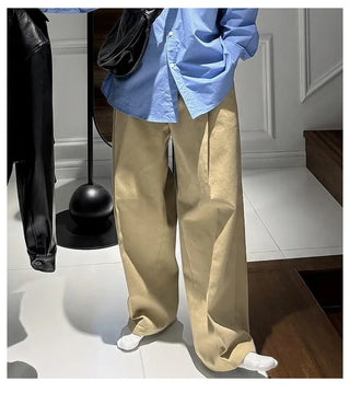 pleated straight pants