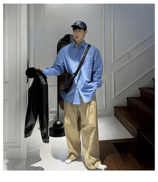 pleated straight pants